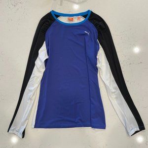 Puma Long Sleeve Workout Top Blue Black White Women’s Medium